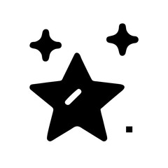 Black silhouette icon of a shining star with sparkles
