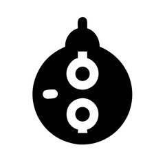Black and white icon of a christmas ornament with dollar signs
