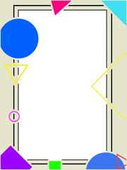 A colorful vector illustration of a vertical frame in the 80s-inspired Memphis style. Ideal for fun announcements, creative graphic templates, and fashion or pop culture designs