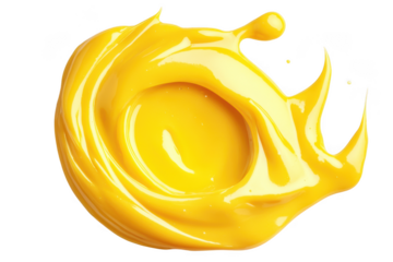 Bright yellow paint swirl texture graphic element, artistic brushstroke design, creative art, isolated on transparent background
