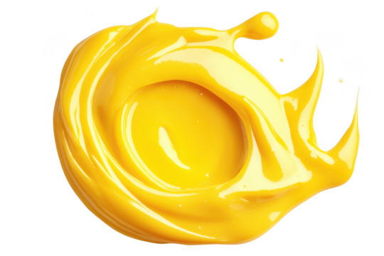 Bright yellow paint swirl texture graphic element, artistic brushstroke design, creative art, isolated on transparent background