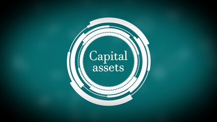 White Circular HUD Interface with Capital Assets Text on Teal Background finance investment