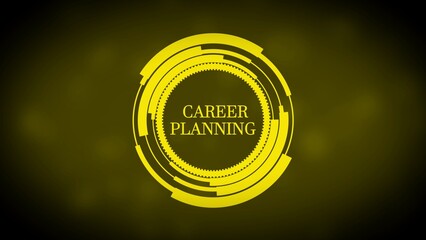 Yellow Circular Interface with Career Planning Text on Dark Yellow Background futuristic