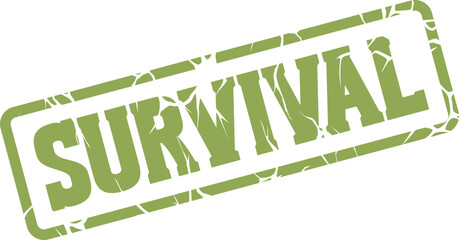 Textured green stamp with the word survival conveying resilience and overcoming challenging situations