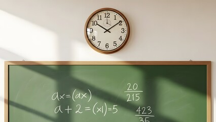Math equations on a classroom chalkboard