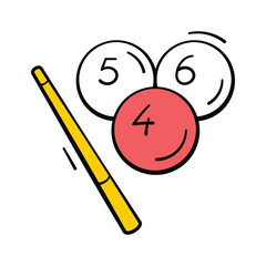 A modern icon of snooker stick and balls in trendy style