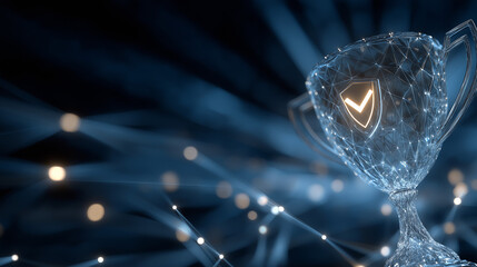 Digital Award of Excellence: A captivating visual of a digitally crafted trophy, emanating a sense of technological prowess and triumph.