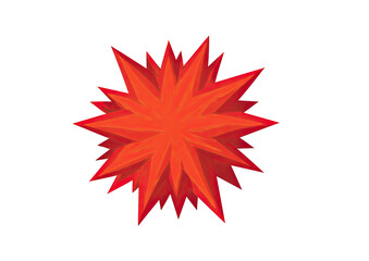 A bright, spiky, red-orange abstract starburst explosion on a black background