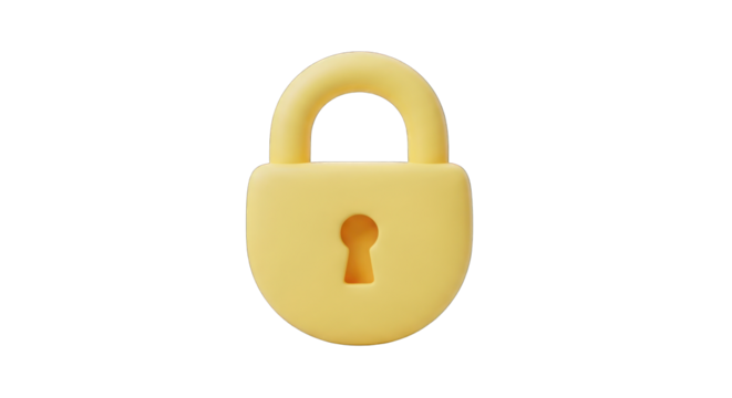 Secure your peace of mind with this charming yellow padlock, symbolizing safety and protection for your digital world and treasured belongings