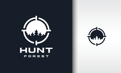 Minimalist Forest Hunt Logo with Target Scope