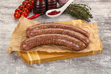 Raw beef and lamb sausages