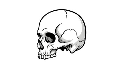 Isolated human skull on black background for medical, scary, and anatomy concepts
