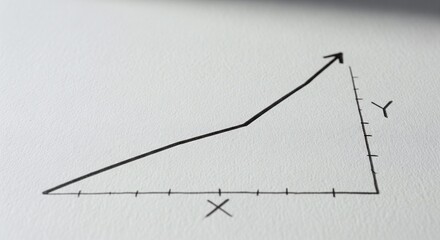 Hand-drawn growth chart showing upward trend on X and Y axis graph