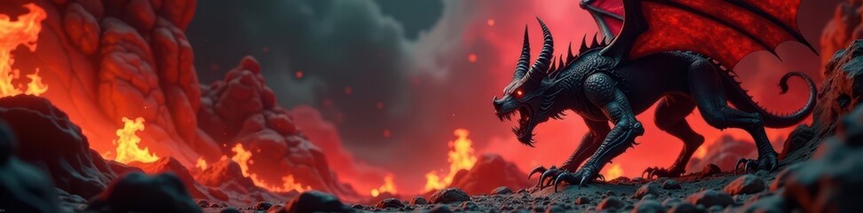 Demonic forms claw at fiery depths, baroque style , surreal, chiaroscuro, baroque