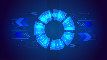 Technology HUD background. Abstract circle sci fi futuristic technology innovation concept background. Blue Tech HUD Circle Interface