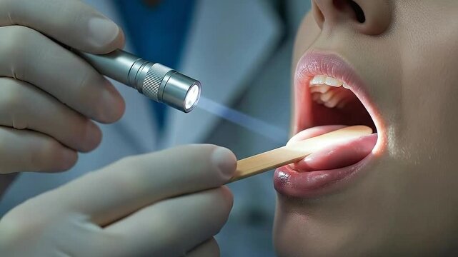 Throat Examination - A Close-Up View of Medical Checkup.
