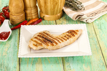 Grilled Turkey fillet breast served sauce
