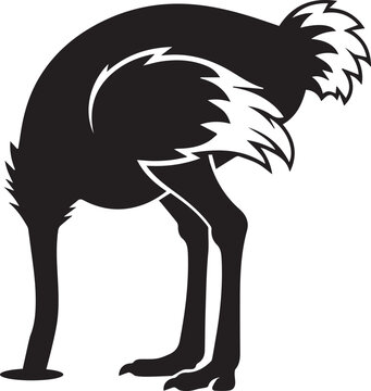 ostrich head in sand silhouette vector flat illustration design