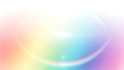 Abstract soft pastel rainbow gradient background with bright light lens flare