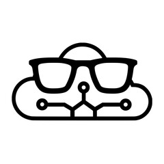 Clean line art icon of eyeglasses embedded in cloud for visual accessory and digital illustration
