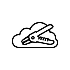 Clean line art icon of clip embedded in cloud shape for productivity and office concept illustration