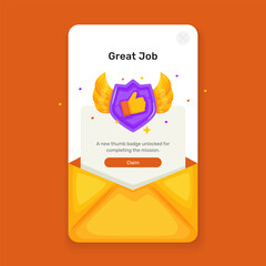 Badge Unlocked for Mission Completion Reward on Onboarding Screen Template