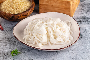Boiled asian rice pho noodles