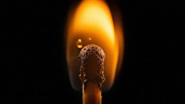 Igniting the Moment - A Close-Up Look at a Burning Match.