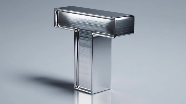 3D Metallic Letter T Animation &mdash; Rotating Alphabet Video Clip