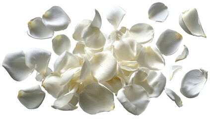 Scattered white flower petals on a dark background