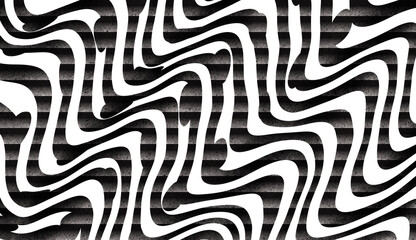 Monochrome Wavy Stripes Gradient Background with Glass Effect in Black and White