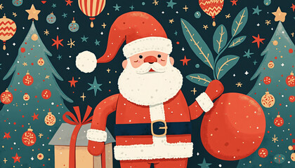 Santa Claus with Christmas Decorations