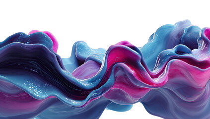 Flowing, glossy waves of blue and pink against a black background