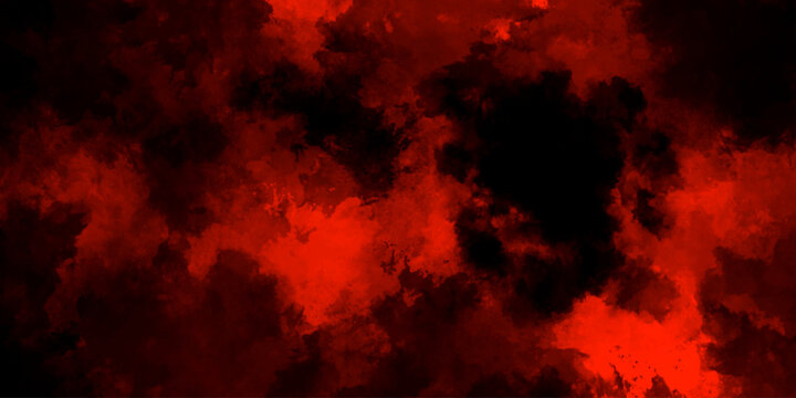 Abstract grunge red and black powder explosion cloud on black background. dark red smoke Like cloud wave effect on black. dark fire flame grunge texture background. toned fiery red sky.