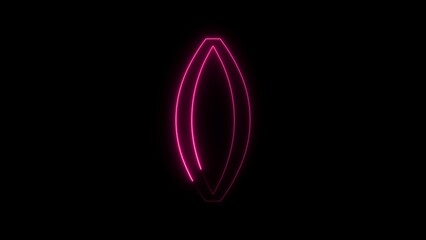 Pink Neon Abstract Oval Shape with Inner Lines on Black Background ellipse geometric