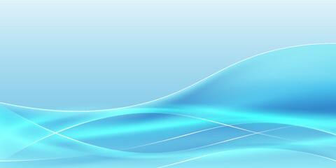 Abstract sky blue simple background minimalist template with sleek wavy lines.