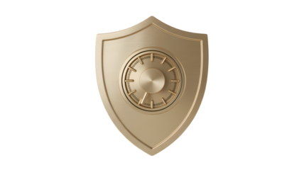 Elegant gold shield with safe lock for premium security and trusted protection