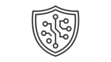 Modern digital shield icon providing data protection and network security defense
