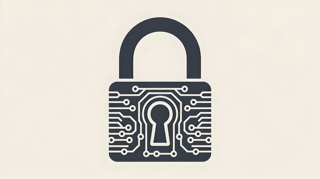 Cybersecurity padlock graphic symbolizes digital protection and data privacy online