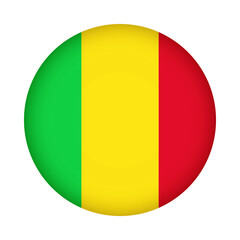 Mali flag round. 3d illustration round button flag of Mali transparation png	