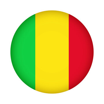 Mali flag round. 3d illustration round button flag of Mali transparation png	