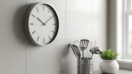 Modern Wall Clock in a Clean Kitchen