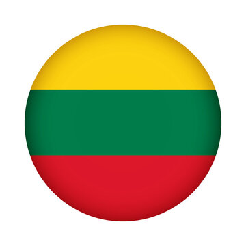 Lithuania flag round. 3d illustration round button flag of Lithuania transparation png	