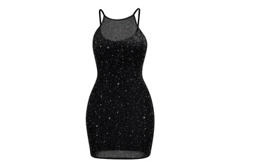 Elegant black dress with glitter isolated on transparent background fashion