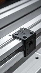 Obraz premium Close-up of metallic construction with square joint and fasteners