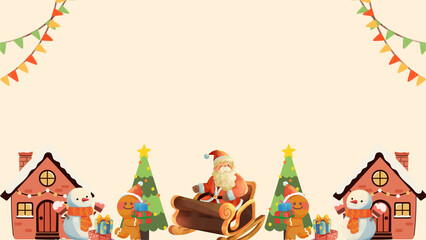 Cartoon vector set of Christmas tree, Santa Claus, snowman, and holiday gift icons perfect for a winter celebration invitation design, Ideal for Holiday Posters, Sales Flyers.