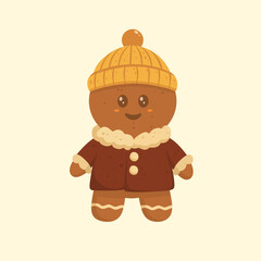 cartoon illustration of gingerbread man wearing beanie