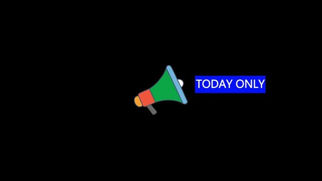 Today only Megaphone animation announcement, marketing, and promotion concept.