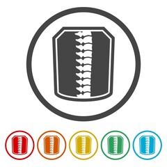 Spine protection and care icon. Set icons in color circle buttons