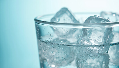 Glass of Sparkling Water with Ice Cubes